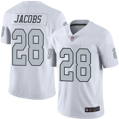 Youth Las Vegas Raiders #28 Josh Jacobs White Color Rush Limited Stitched NFL Jersey